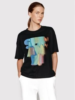 Sprandi Γυναίκες T-shirts T-Shirt SP22-TSD511 Μαύρο Relaxed Fit